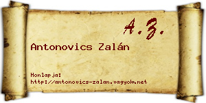 Antonovics Zalán névjegykártya